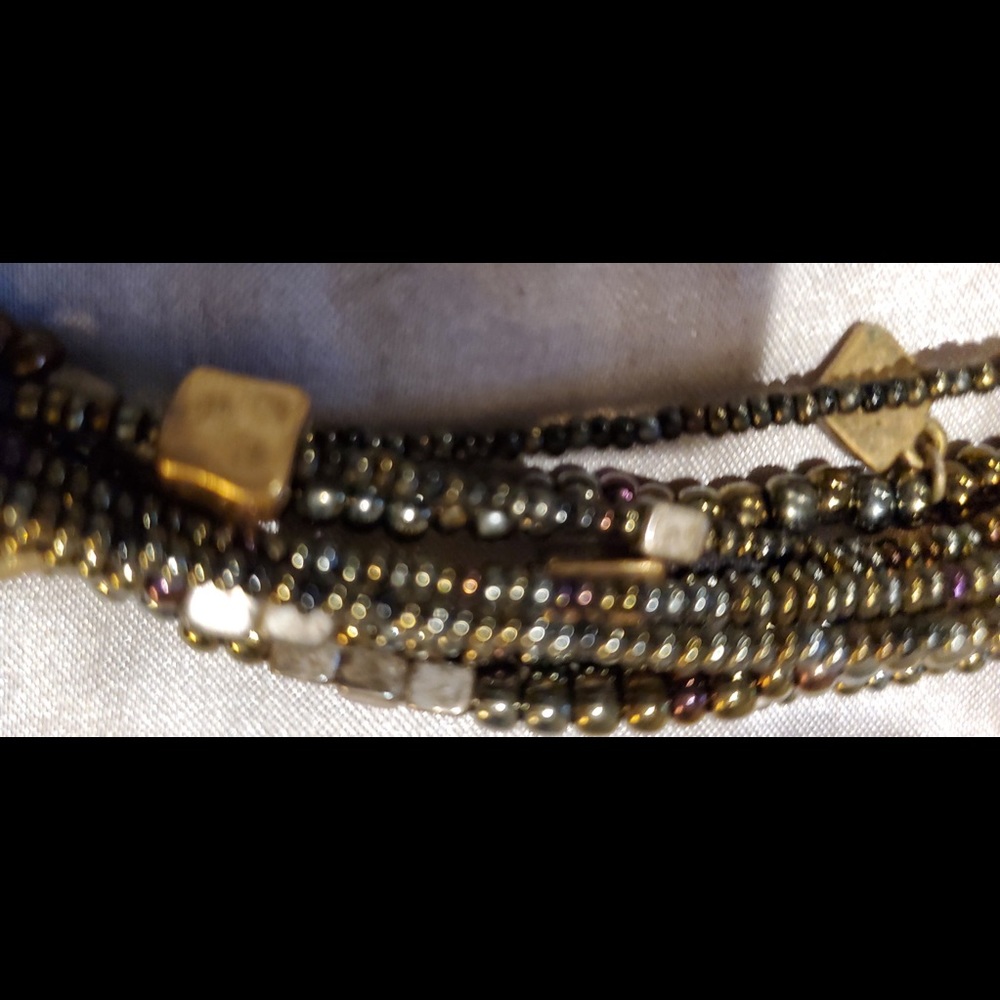 Mulit strand multi colored beaded adjustable necklace
